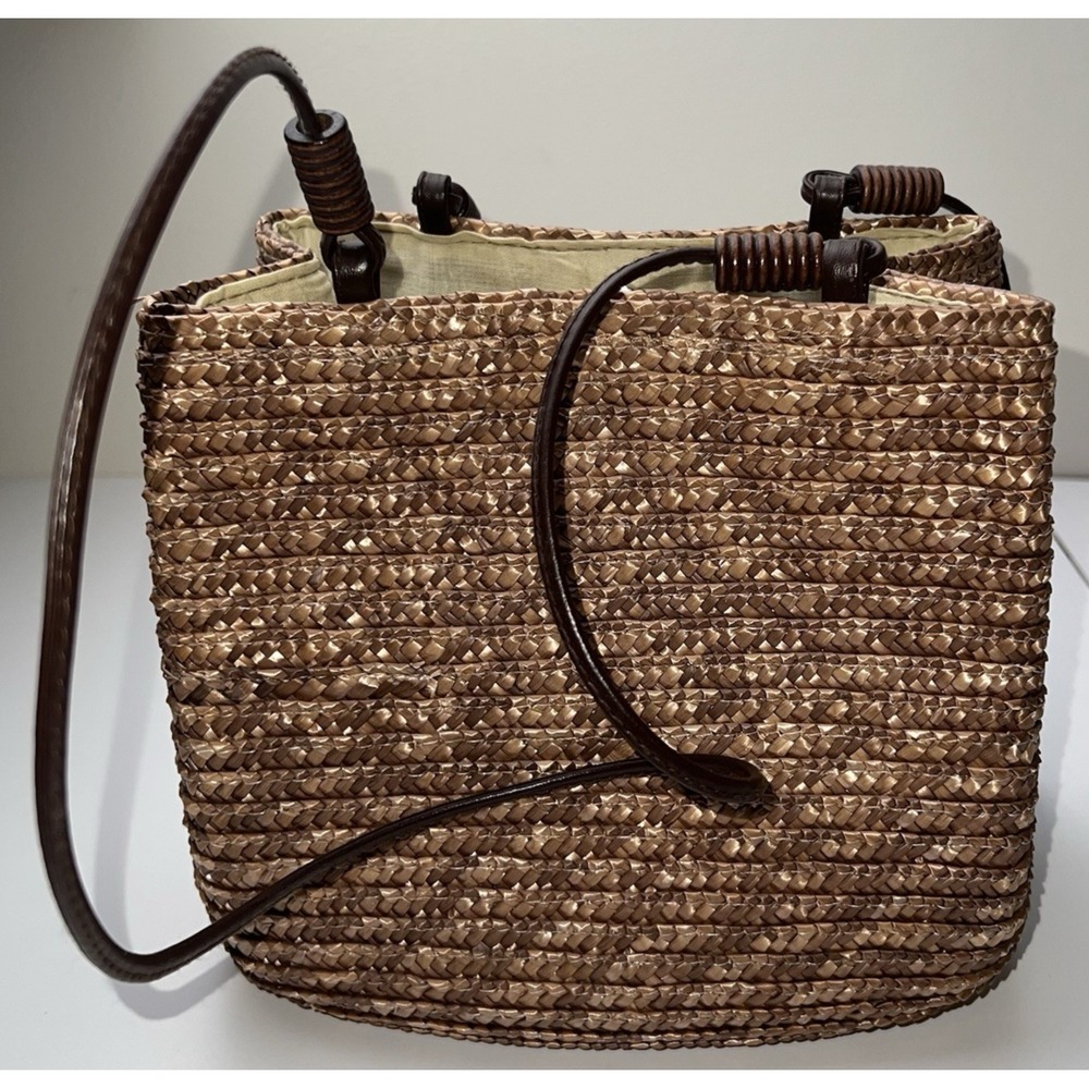 St Johns Bay Brown Straw Shoulder Bag 8.5" x 9.5"